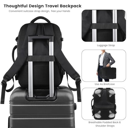 TANTOMI Travel Backpack for Women, Carry On Backpack with Wet-Dry Separation Compartment, TSA-Compliant Laptop Backpack, Personal Item Travel Bag with Anti-Theft Lock for Weekender (Black) - color: 1-black