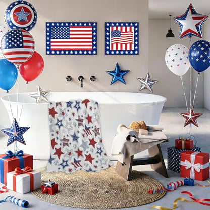 4th of July Stars Beach Towel, Memorial Day Quick Dry Sand Free Absorbent Bath Towel, Independence Day Microfiber Lightweight Towel Pool Travel Camping Gym Swim 30x60 Inch/ 77X153cm - color: Red Blue Stars