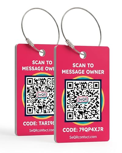 Smart Luggage Tags | Privacy QR Code Luggage Tags for Suitcases | Secure Messaging & Scan-Based Notifications | Durable Waterproof Lost & Found Travel ID Tags | No Subscription Fees | Red, 2 Pack - color: Red