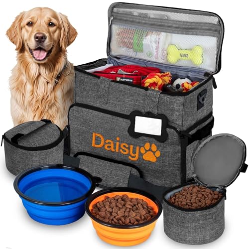 Customized Dog Travel Bag - You Name It and We Make It, Your Own Personalized Pet Travel Bag, Make It Special for You and Your Pet. (Dark Grey) - color: Personalized Charcoal