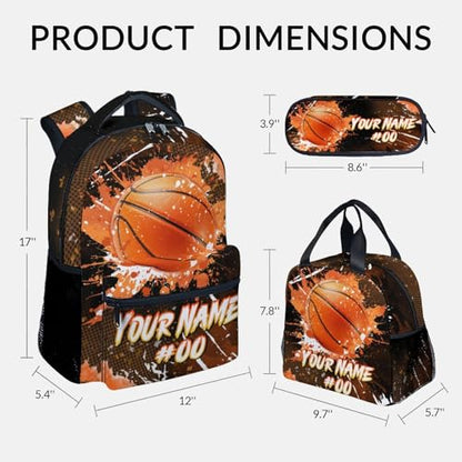 COZYAURA Boys Backpack Set - Personalized Basketball Backpacks for Kids - Sports Theme Bookbag for Elementary Middle School - Cool School Bag with Lunch Box & Pencil Case - color: Style-2
