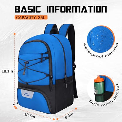 Goloni Soccer Backpack Bag with Separate Ball & Cleat Shoe Compartment,Sports Gym Backpack for Teen Girls Boys Men Women Kids - color: Blue