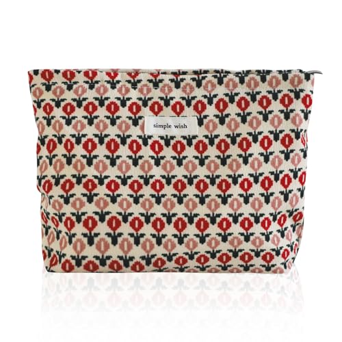 Wudygirl Cute Makeup Bag for Women - Travel Cosmetic Bag with Zipper Makeup Pouch Floral Make up Organizer Handbag Aesthetic (Boho Floral) - color: Boho Floral