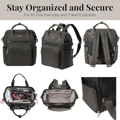 Baggallini Securtex Anti-Theft Windsor Backpack for Travel, Work & College, RFID & Locking Zipper, Up to 16" Laptop - color: Charcoal