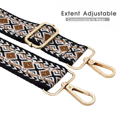 Replacement Purse Strap Shoulder Strap Adjustable Crossbody Strap for Women Crossbody Wide Shoulder Bag - color: Gold Hardware+rhombic Gold