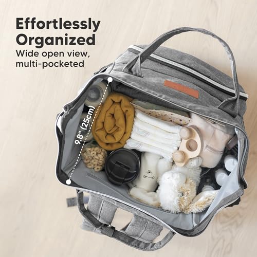 KeaBabies Baby Diaper Bag Backpack - Large Baby Bag for Boys, Girls, Waterproof Multi Function Travel Diaper Backpack with Changing Pad, Durable Travel Essentials for Moms and Dads (Classic Gray) - color: Classic Gray