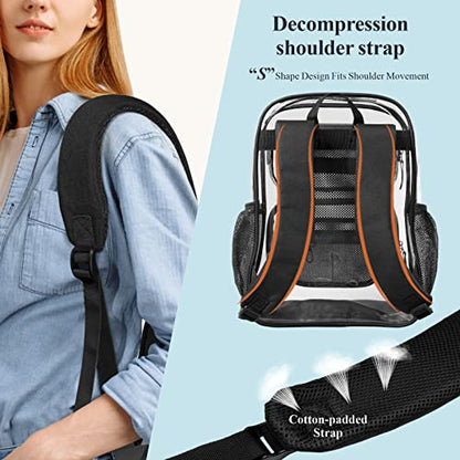 PACKISM Clear Backpack for School - 17 inch Large Heavy Duty Bookbag, Reinforced See Through PVC Transparent Backpack - color: Set-black & Black, style: Daypack Backpacks