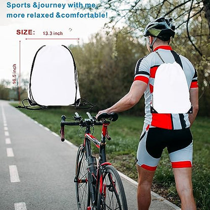 Drawstring Backpack Bulk 40 Packs Draw String Bags for Gym Sports Trip Pedestrianism Cinch Sack DIY for Women Men (white) - color: White