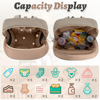 Diaper Bag Backpack, 27L Large Quilted Small Baby Bag with Changing Pad & Pacifier Case, Stroller Hooks, Easy-Access Baby Essential, Maternity Travel Backpack Unisex, Brown - color: Brown, size: Large