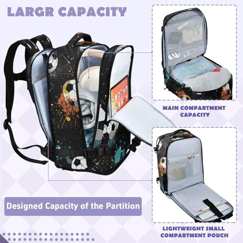 Travel Backpack with Shoe Compartment, 20L Large Capacity Laptop Backpack for Men Women, Soccer Balls Daypack for Traveling Hiking Carry On