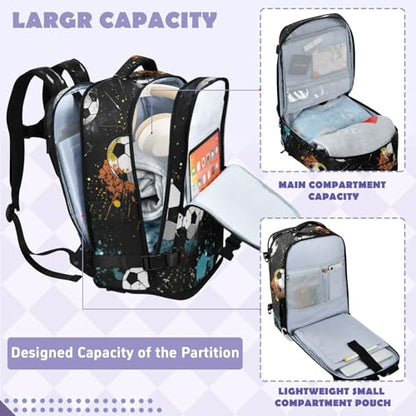 Travel Backpack with Shoe Compartment, 20L Large Capacity Laptop Backpack for Men Women, Soccer Balls Daypack for Traveling Hiking Carry On