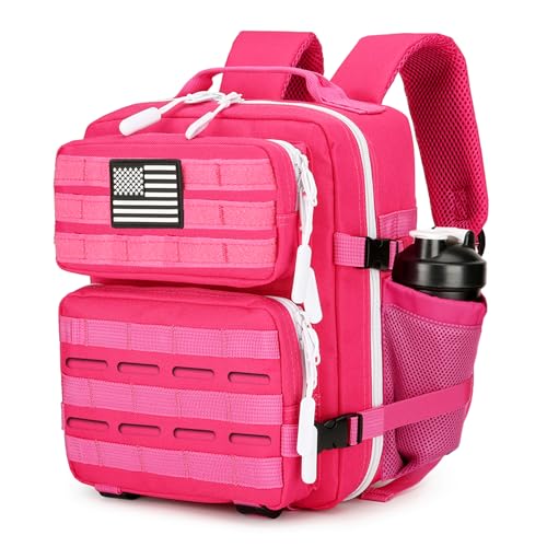 9L Mini Tactical Backpack for Men and Women Tactical Backpack Small for Hiking Small Tactical Bag Fitness Pack - color: Rose Red