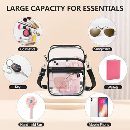 Blvornl Clear Crossbody Bag with Adjustable Shoulder Strap, Stadium Approved PVC Purse Bag, Messenger Bag - color: Clear, size: Small