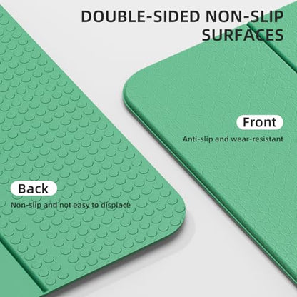 Folding Yoga Mat Extra Thick 0.4 Inch, Foldable Yoga Mat 75 x 26 Inches, TPE Exercise Mat, 7-Panel Non Slip Cushioned Fitness Mat for Yoga, Pilates, Stretching, Home Workout - color: Green