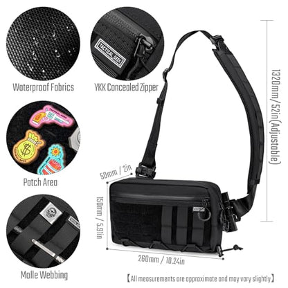 TACTICAL_GEEK Cache L3 EDC Sling Bag Chest, Lightweight Shoulder Daypack, 500D Nylon, Travel Hiking Concealed Carry, Crossbody Bag, Tactical Backpack, Hiking Ambidextrous Strap Black - color: Black