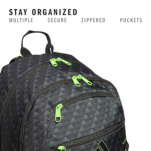 adidas Excel 6 School Backpack, 40L - color: Bos Mini Monogram Black/Lucid Lime Green, size: OSFA