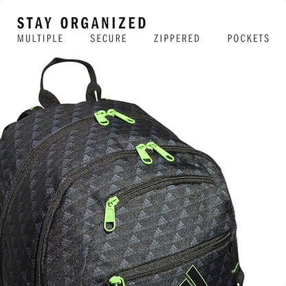 adidas Excel 6 School Backpack, 40L - color: Bos Mini Monogram Black/Lucid Lime Green, size: OSFA