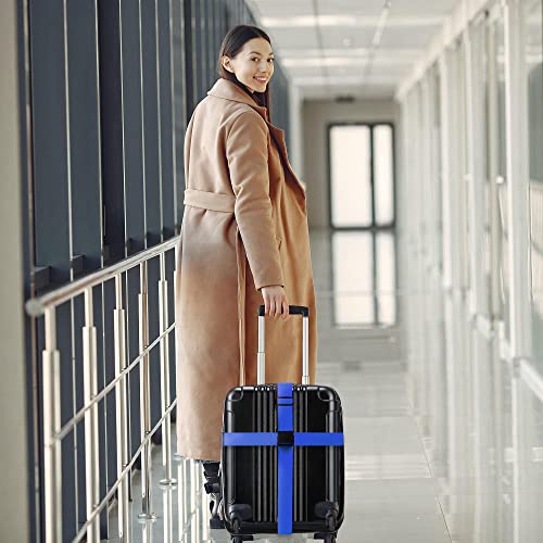 Luggage Straps for Suitcases TSA Approved Travel Belt 4 Pack by Chelmon (Blue) - color: Blue