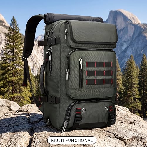 Travel Backpack with Shoe Compartment, Large Carry On Laptop Backpack, Water Resistant Weekender Bag for Men Women (Green, Green) - color: Green