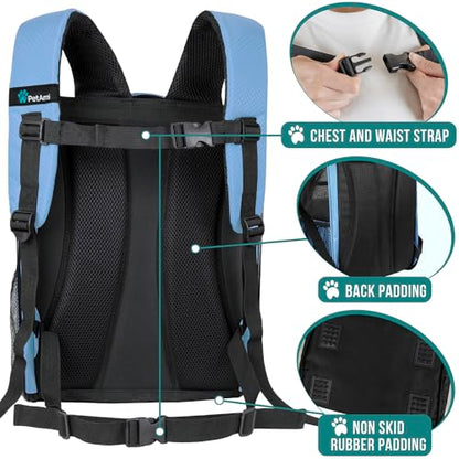 PetAmi Dog Backpack Carrier for Small Medium Dogs Large Cats up to 18 lbs, 2 Side Entry, Structured No-Collapse Frame, Airline Approved Ventilated Pet Backpack for Hiking Camping Travel, Light Blue - color: Light Blue