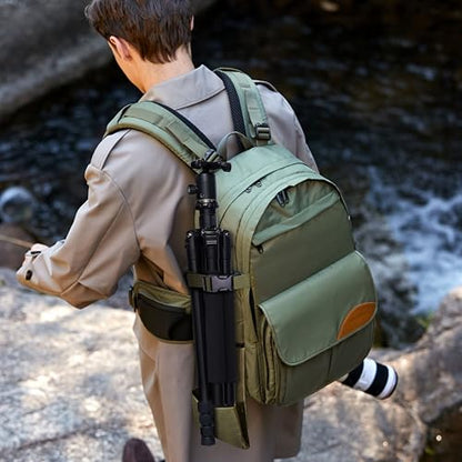 Padwa Lifestyle Green Professional Camera Backpack - Large Capacity Nylon Photography Camera Bag with Thick Padded Comfort Strap and Wide Waist, Versatile Photographer,Multi Cameras,Lensas,a Laptop - color: Green