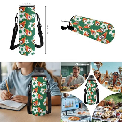 Fire Soccer Backpack for Boys Kids Bookbag with Lunch Box Pencil Pouch and Water Bottle Pouch 4PCS Set Cool Backpacks for Boys School Book Bag for Kindergarten Primary School Bag - color: Fire Soccer