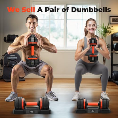 FLYBIRD Adjustable Dumbbell Set of 2, 110LB/50LB Weights Dumbbell Set for Home Gym Exercise & Fitness, Fast Change Weights with Anti-Slip Handle, Multiweight Options for Full Body Workout - color: 55LBS Pair(Total 110LBS)