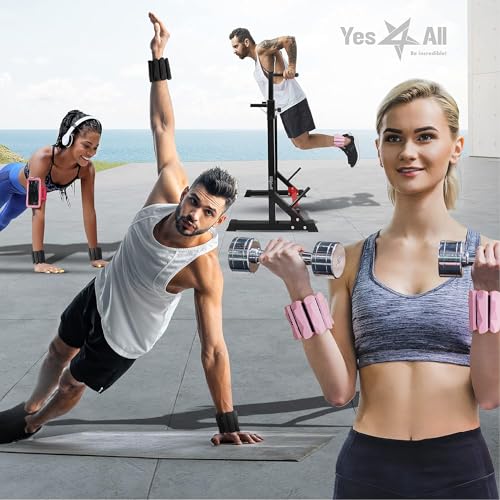 Yes4All Adjustable Wrist & Ankle Weights 3.5/5 LB Pair, Leg Weights for Women & Men, Weighted Arm Bands with Removable Sandbags for Fitness, Pilates, Walking, Strength Training - Versatile Colors - color: Pink, style: 1 LB x 2