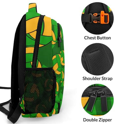 Green Gold Volleyball Pattern Casual Backpack Daypack Laptop Bag Custom Shoulders Backpacks for Man Woman Gifts - color: Green Gold Volleyball Pattern