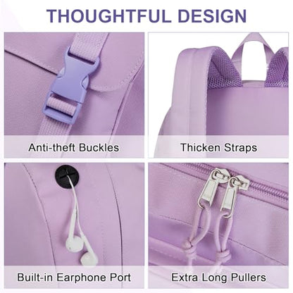 VASCHY Travel Backpack for Girls, Large Fashion Schoolbag Book Bag Rucksack for High School/College/Work/Daypack/Commuter Purple - color: Light Purple