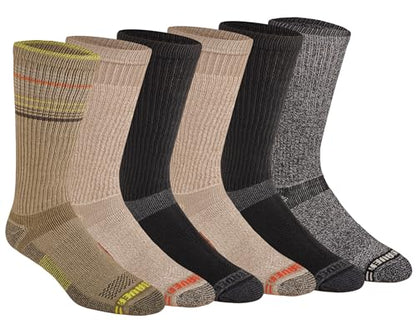 Eddie Bauer Men's Dura Dri Moisture Control Crew Socks (6 & 12 Packs) - color: Boot Length Olive Assorted (6 Pairs)