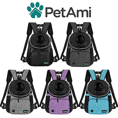 PetAmi Dog Front Carrier Backpack, Adjustable Dog Pet Cat Chest Carrier Backpack, Ventilated Dog Carrier for Hiking Camping Travel, Small Medium Dog Puppy Large Cat Carrying Bag, Max 15 lbs, Black - color: Black, size: Large (15.5x9x18)