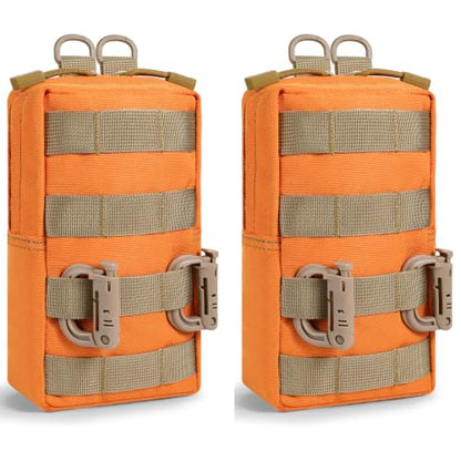 FRTKK 2 Pack Molle Pouches - Tactical Compact Water-Resistant EDC Pouch Bag Small Utility Pouch - color: 2 Pack - Orange 3