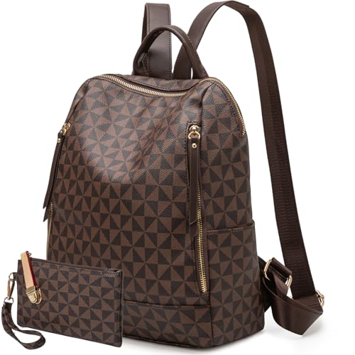 Women‘s Backpack Purse Leather Anti-theft Large Fashion Designer Travel Backpack Bag Men's Backpack Shoulder Bags, A-brown - color: A-brown