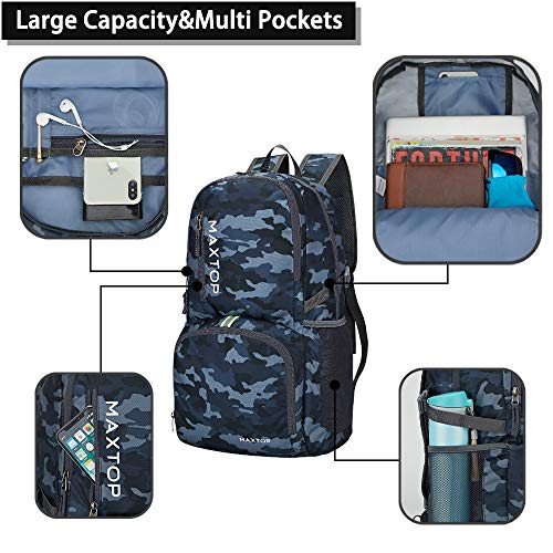 MAXTOP 40/50L Lightweight Packable Backpack for Hiking Traveling Camping Water Resistant Foldable Outdoor Travel Daypack