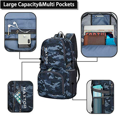 MAXTOP 40/50L Lightweight Packable Backpack for Hiking Traveling Camping Water Resistant Foldable Outdoor Travel Daypack