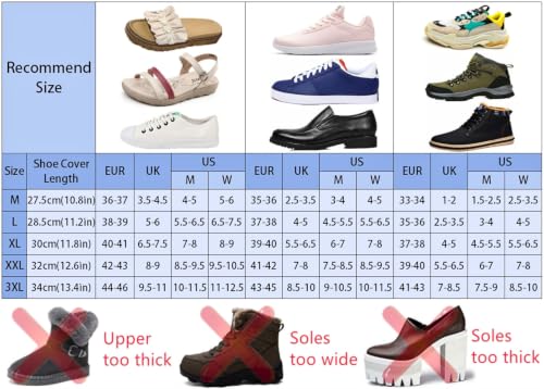 Waterproof Shoe Covers, Reusable Foldable Slip Proof Bottom Overshoes with Zipper, Keep Shoes Dry for Cycling Fishing Walking in Rain Snow and Mud (Black Short Boot, XL)