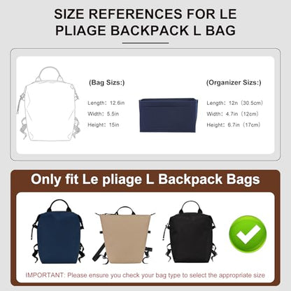 Purse Organizer Insert Compatible with Longchamp Le Pliage Energy L Backpack, Blue/LB - color: Blue, size: L Backpack