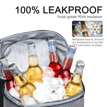 Cooler Backpack Insulated Leak Proof,Small Soft Coolers Bag for Men and Women Camping,Travel,Beach,Hiking,Picnic - color: Grey