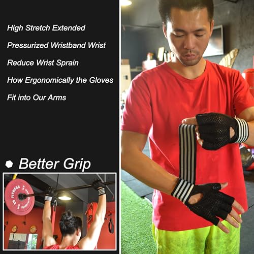 Weightlifting Gloves Padded Workout Gloves with Wrist Wrap Support Gym Gloves for Men Women Gym Exercise Fitness Training Lifting Dumbbell - size: Small