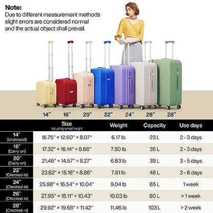 mixi Luggage Suitcase with Spinner Wheels, Hardside Rolling Suitcase PC with Cover & TSA Lock Lightweight Travel Case 26in Checked in, Pink - color: Pink, size: 26in Checked in