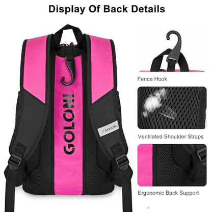 Goloni 40L Baseball Bag, Softball Bat Bag with Shoes Compartment,Fence Hook,Backpack for Baseball, T-Ball & Softball Equipment & Gear - color: Rose Red