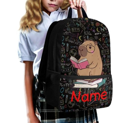 Cute Capybara Backpack for Boys 3 Pack Custom Name Personalized School Backpacks Set Reusable Lunch Box Pencil Bag Big Capacity Schoolbag - color: Capybara Cute+name