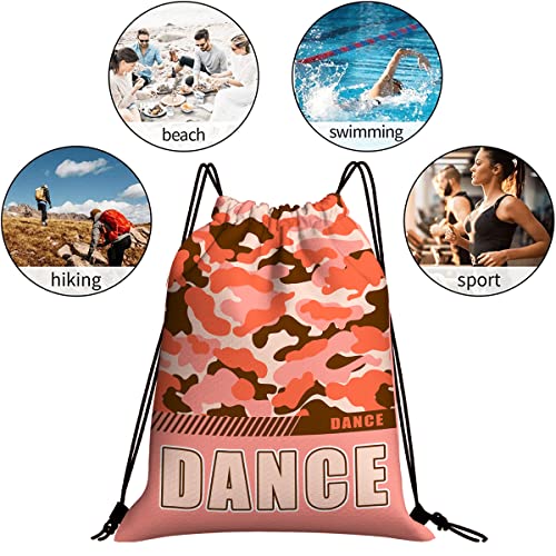 Drawstring Backpack Waterproof Gym Drawstring Bags Sports String Bag Camo Sackpack-Carol Dance Drawstring Bag - color: Dance Drawstring Bags-camo Carol