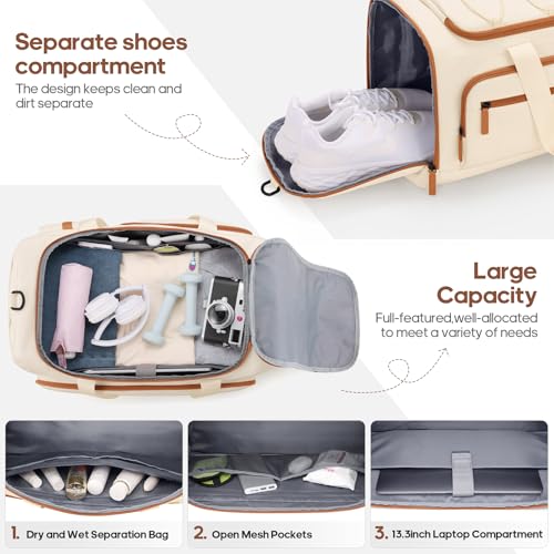Luggage Sets 5 Piece, Carry On Luggage 20In With Spinner Wheels, Hardside Suitcase Set with TSA Lock,Durable Checked Large Suitcase With Travel Backpack for Men- 20in/24in/28in (Beige, 5 piece set) - color: Beige, size: 5 piece set