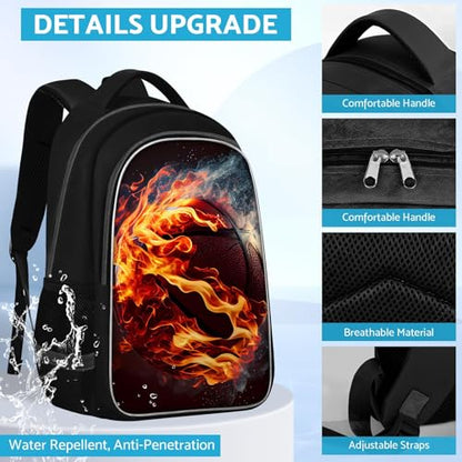 TILYTADLY School Backpack for Boys - Basketball Boys Backpack for Kids Children Teens Elementary Middle School - Students Bag for Ages 6-18,17″Bookbag Multifunctional Large Capacity - color: Basketball-03-backpack Only