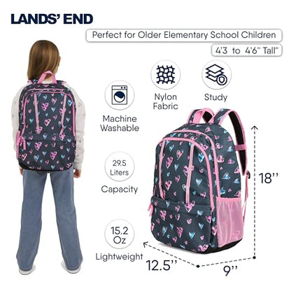 Lands' End Unisex Kids Large ClassMate Lightweight Durable Elementary School Backpack, Hot Pink - color: Hot Pink