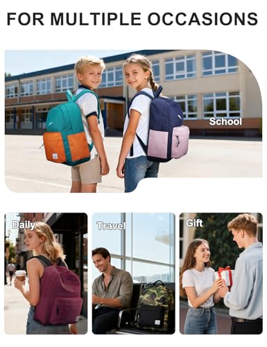 Vaschy Lightweight Backpack,20 Liters Classic Waterproof Collapsible Daypack for Sports and Traveling,Teenagers School Book Bag with Bottle Side Pockets Burgundy - color: Burgundy
