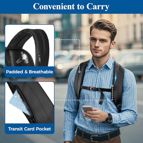 MATEIN Lunch Backpack for Men, Waterproof Meal Prep Work Backpack with Lunch Compartment, Large TSA 17 Inch Laptop Back Pack Lunchbox with Chest Strap, Insulated Cooler Work Bag for Office Commute