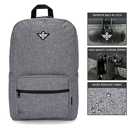 Legend Travel Laptop Back Pack with Anti Theft Combination Lock Weather Resistant Lightweight Book Bag Backpack (Gray) - color: Grey